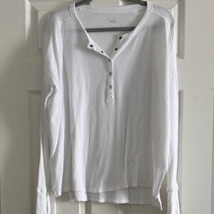 Offline by Aerie White Waffle Henley Top
